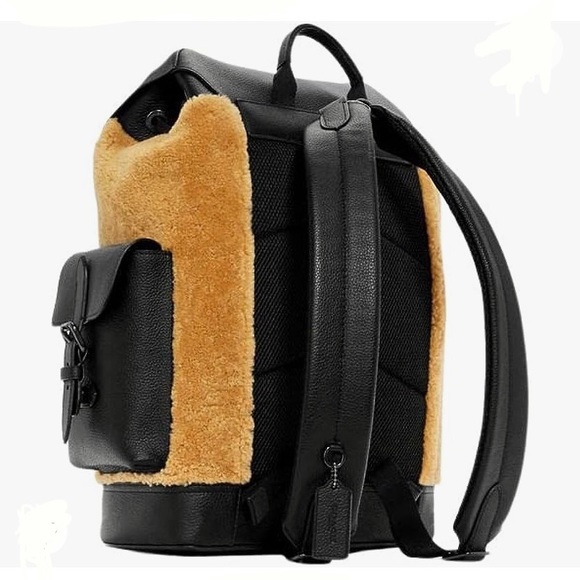 Coach Hudson Backpack Sherpa Camel Blk Large - Picture 12 of 12